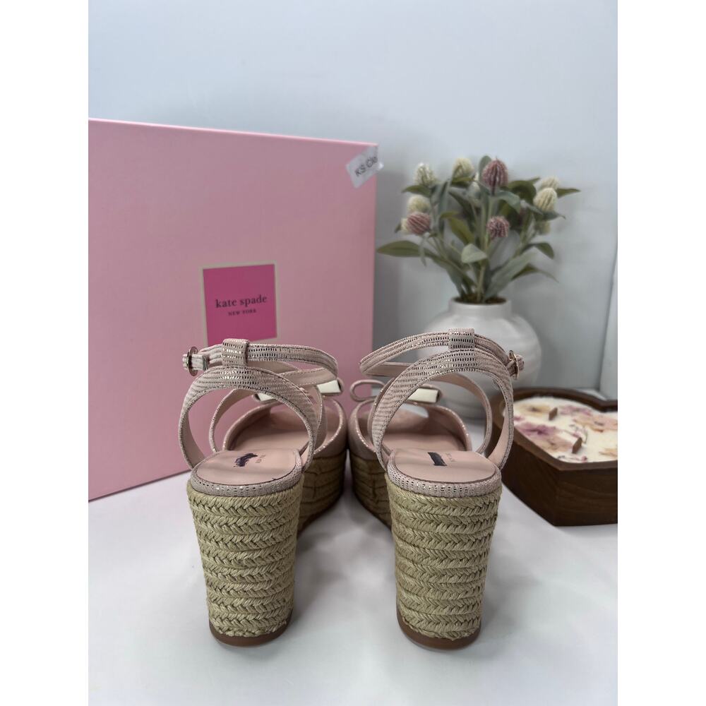 Kate Spade Thelma Leather Wedge Sandals Espadrille Blush Women's 9 NWB - Picture 4 of 13